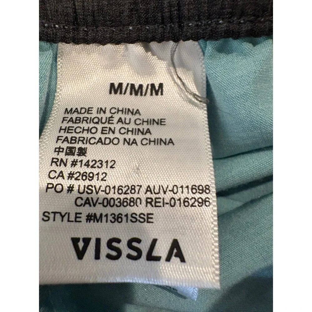 Vissla Board Shorts Mens Small Aqua Blue Upcycled Coconut Stretch Swim Trunks